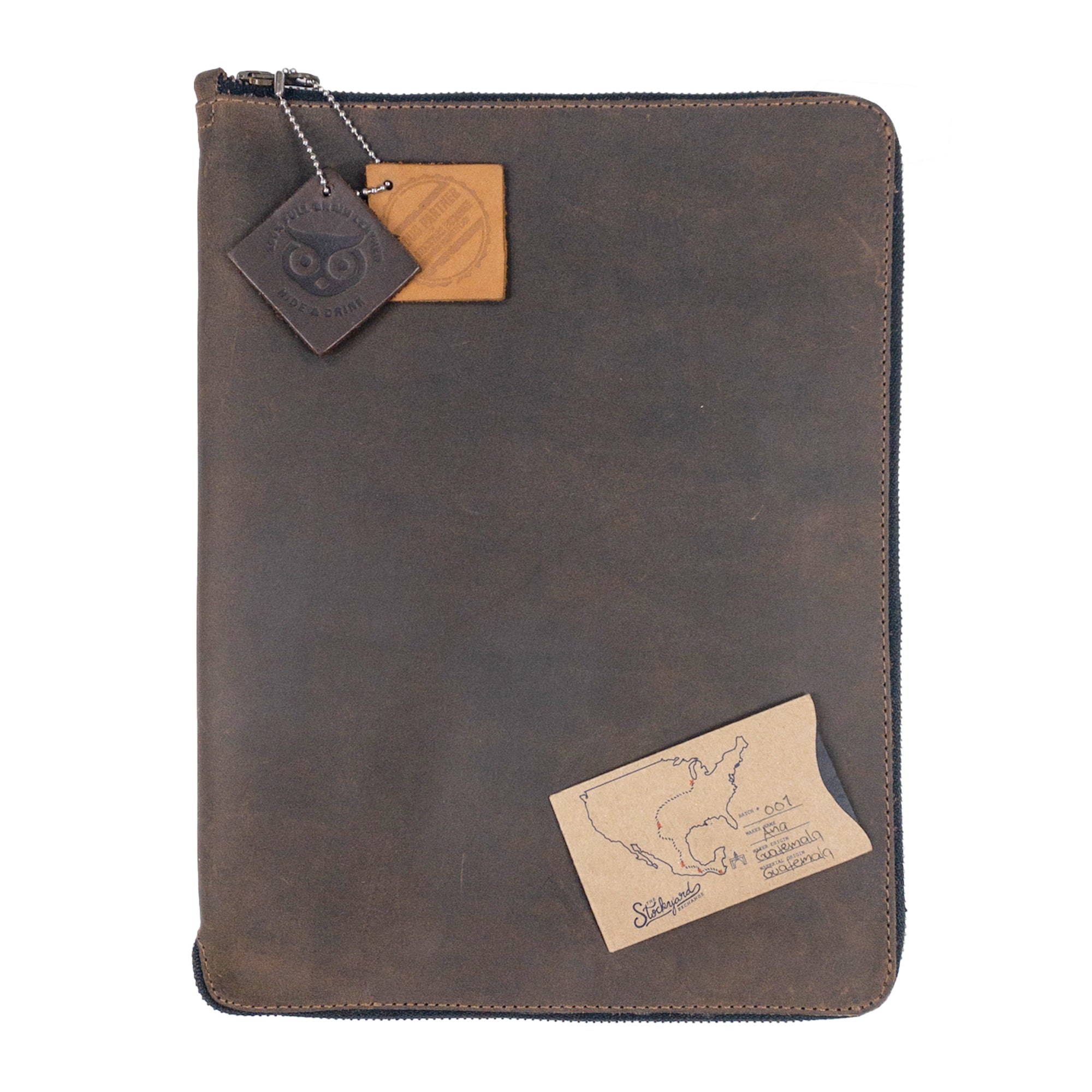 Full profile view of Hide & Drink Zippered Journal Cover for Moleskine (Notebook NOT Included) in rich black leather, emphasizing its durable and elegant design.