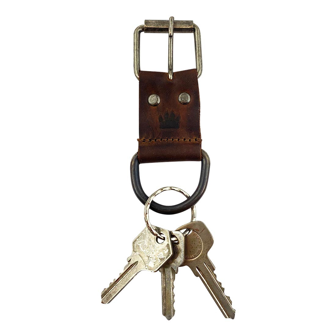 Taco Dog Big Dog Collar Keychain - Adorned with keys, this versatile and robust leather keychain brings a touch of rustic elegance to your daily essentials. Big Dog Collar Keychain - Functional, Durable, Lightweight, All Natural Accessory - Great Gift for Any Dog Lover, Full Grain Leather, StockyardX, Small Batch Production, Hand Cut, Hand Sewn, Fire Branded, Artisan, Handmade in La Antigua Guatemala & Oaxaca Mexico.