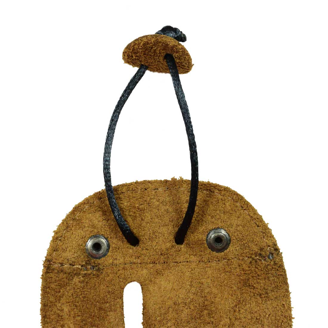 The Hide & Drink Left Handed Archery Finger Protector in pale beige, demonstrating its handmade charm. This Archery Finger Tab functions as a Protect Guard for Recurve Bows, made from resilient Full Grain Leather, perfect for shooting practice gear enthusiasts. Experience quality with StockyardX's artisan touch.