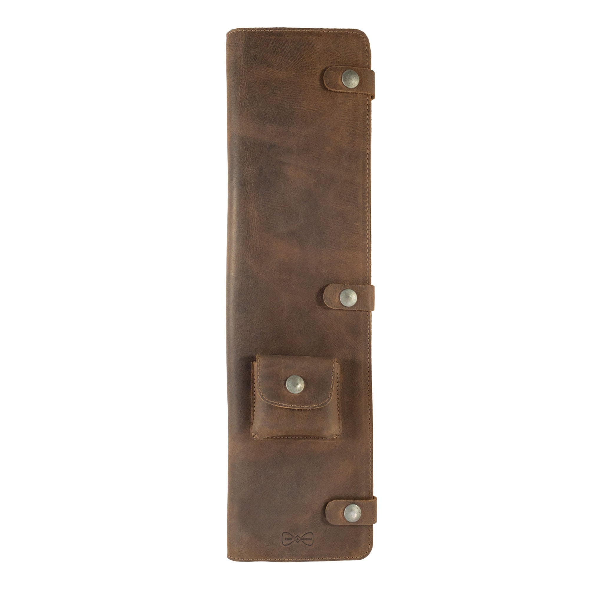 Travel Tie Case by Hide & Groom, showcasing a vintage-inspired design in full grain leather. Perfect for groomsmen, best men, and formal occasions. This Travel Tie Case features an extra pocket for cufflinks. Handmade in La Antigua Guatemala & Oaxaca Mexico.