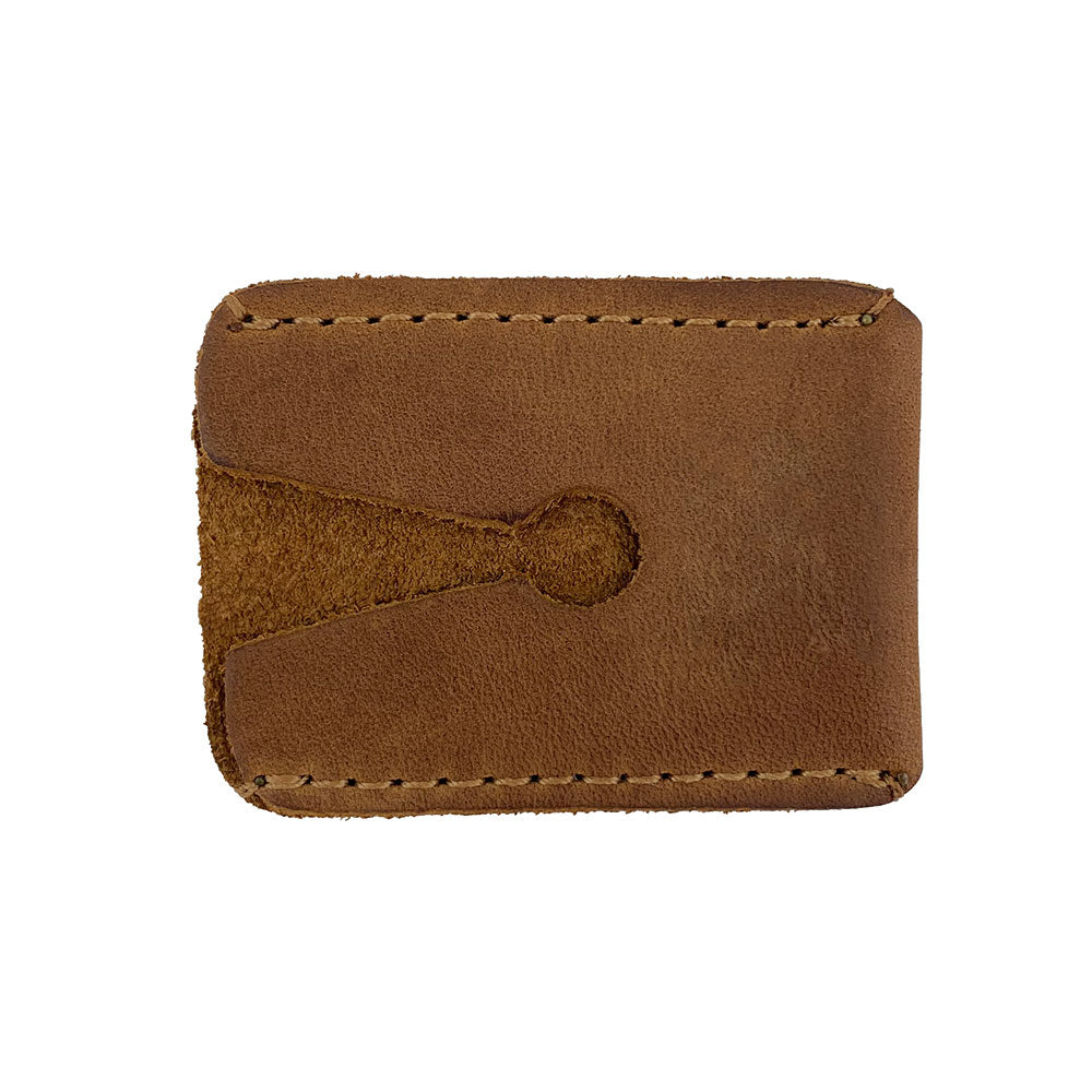 Handmade Razor Head Cover by Hide & Drink featuring a full grain leather protective sheath designed for double edge safety razors. This small batch production item is hand cut, hand sewn, and fire branded, making it a perfect shaving travel cover from artisans in La Antigua Guatemala and Oaxaca Mexico.