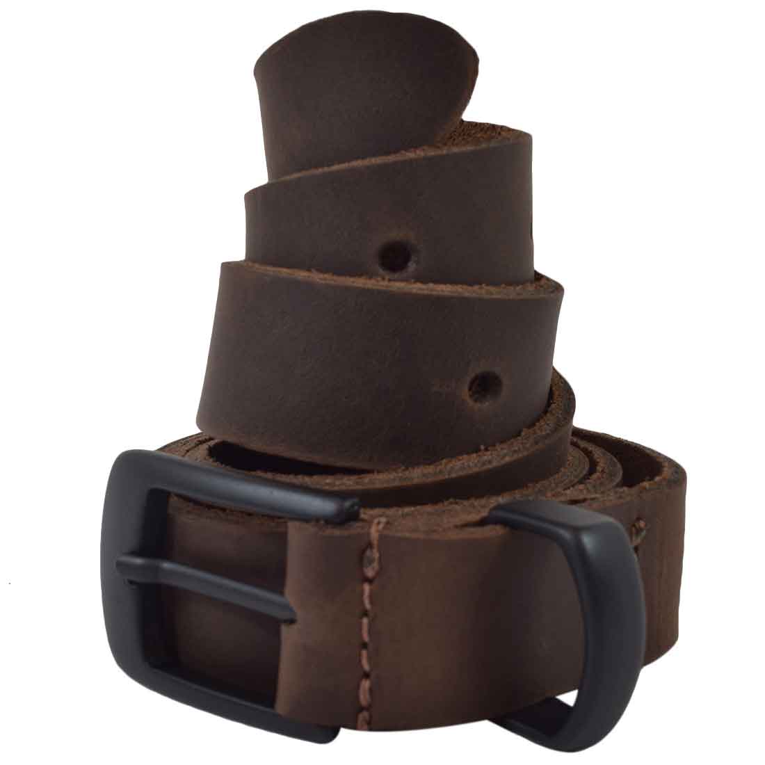 Rustic Leather Belt / Rustic Charcoal Buckle, 7/8" Wide - Stockyard X 'The Leather Store'